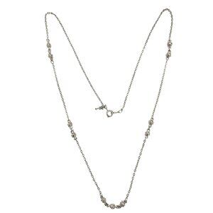 Trifari Silver Tone Spikey Ball Station Chain Necklace 23" Long
